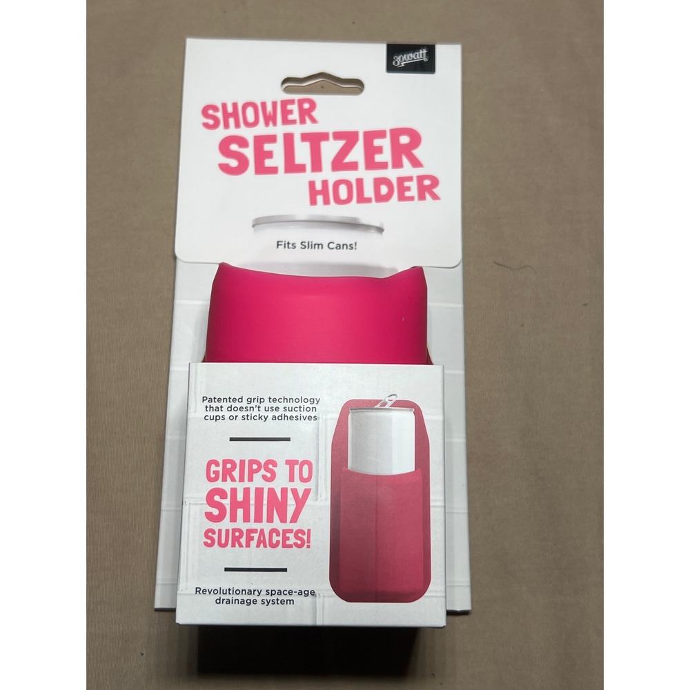 30Watt Shower Seltzer Holder Hot Pink Slim Can Drink Grip for Shiny Surfaces